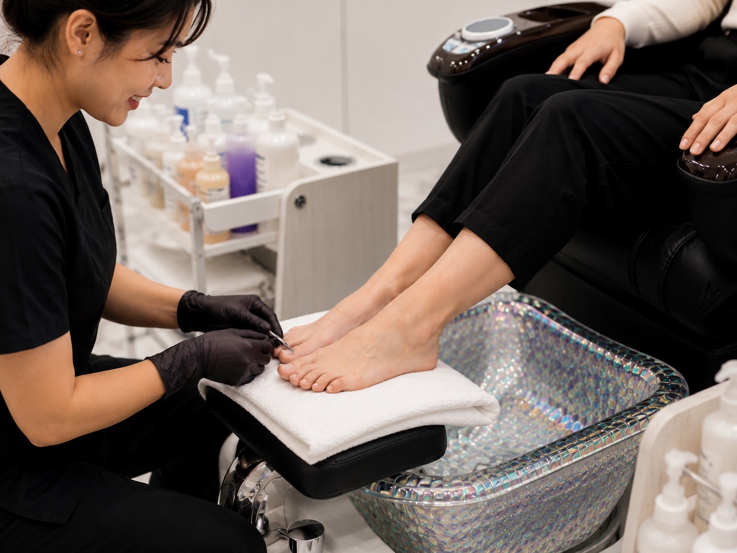 Gentle pedicure session by our foot care team